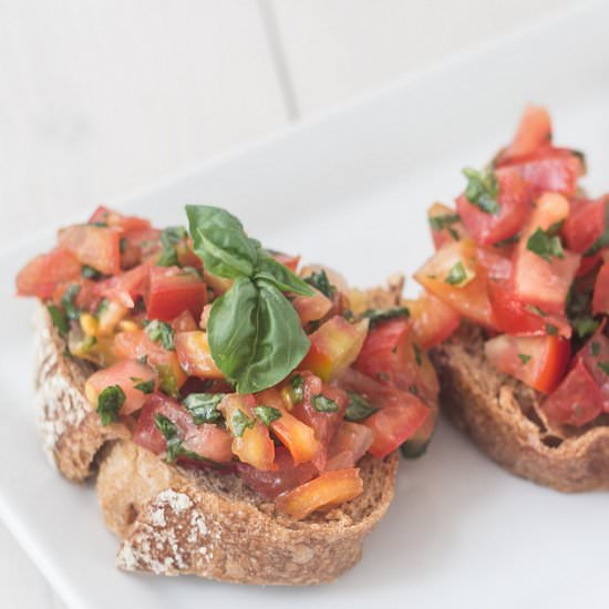 Bruschetta with Tomato and Basil - Recipe photo by Louisesmadblog