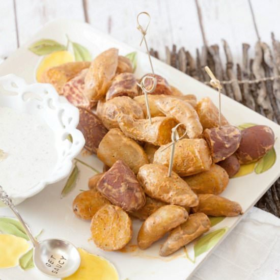 Slow Cooker Buffalo Potato Wings - Recipe photo by Food Done Light