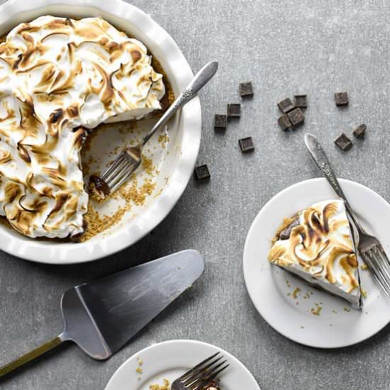 Giant Toasted S'mores Pie - Recipe photo by crumbkitchen