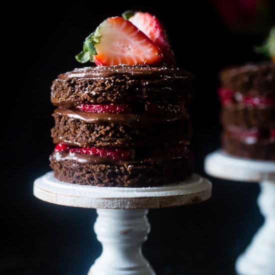 Strawberry GF Chocolate Cake for 2 - Recipe photo by foodfaithfitness