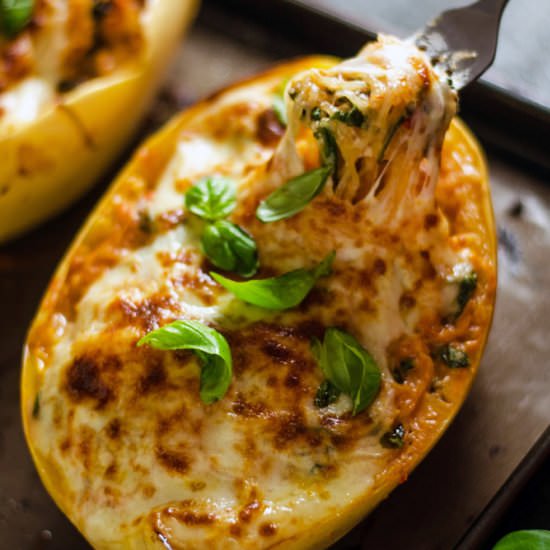 Cheesy Tuscan Spaghetti Squash - Recipe photo by MorganHosttheToast