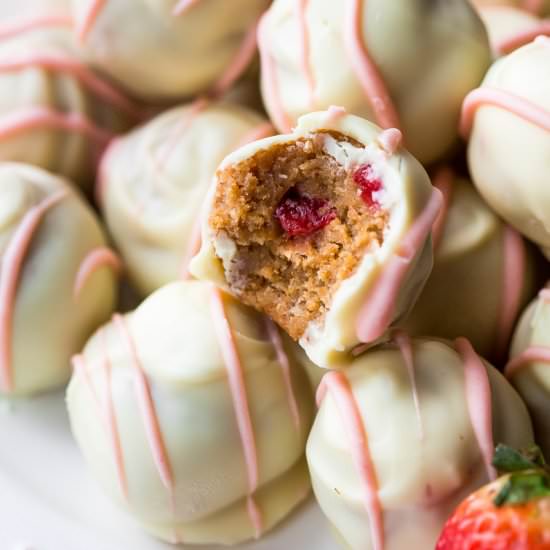 Strawberry Cheesecake Truffles - Recipe photo by sallysbakingaddiction