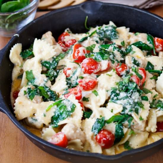 Skillet Chicken Alfredo Pasta - Recipe photo by TheCozyCook