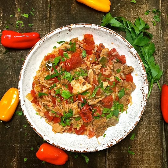 Easy Chicken and Sausage Jambalaya - Recipe photo by Grits and Pinecones