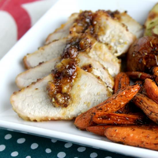 Easy One Pan Honey Dijon Pork Loin - Recipe photo by forkingup