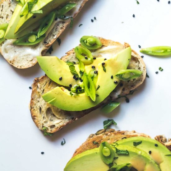 Fresh Wasabi Pea Avocado Toast - Recipe photo by My Goodness Kitchen