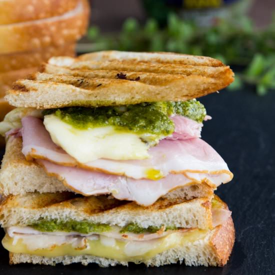 Ham Swiss Pesto Grilled Cheese - Recipe photo by gatherforbread