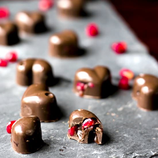 Chocolate Pomegranate Heart Candies - Recipe photo by happymothering
