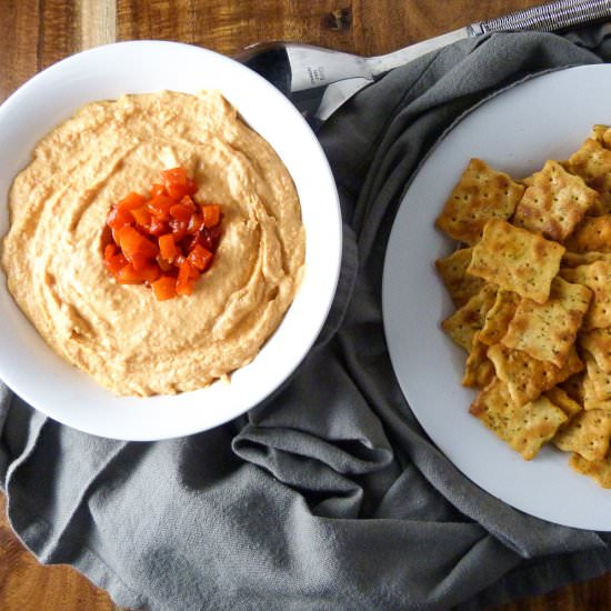 Roasted Red Pepper Hummus - Recipe photo by 3ScoopsofSugar
