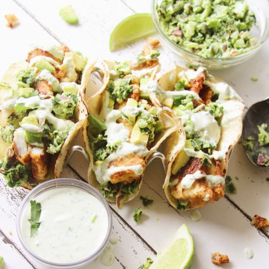 Lemon Pepper Fish Tacos w/ Collard - Recipe photo by Margaritas On The Rocks