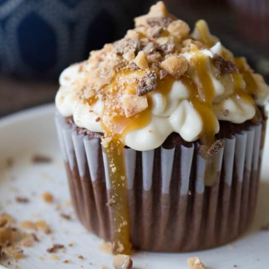 Caramel Toffee Cupcakes - Recipe photo by taylordthurston