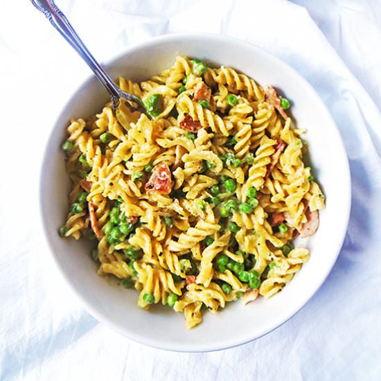Creamy Bacon And Pea Pasta - Recipe photo by olivetreekitchen