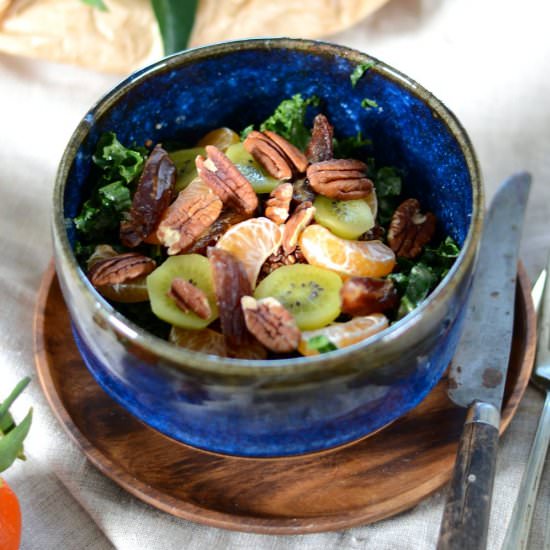 Kale Salad with Quinoa and Pecans - Recipe photo by tangerinezest