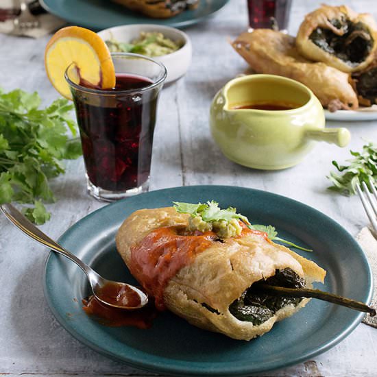 Vegan Potato-Stuffed Chiles Relleno - Recipe photo by geekypoet