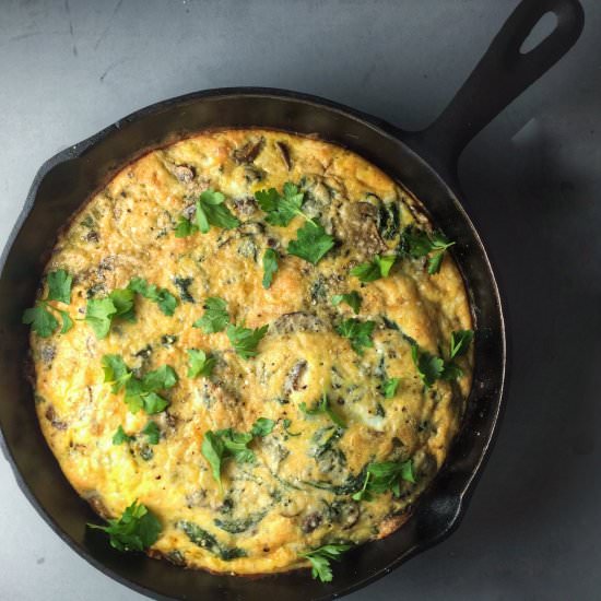 Mushroom, Kale, & Parmesan Frittata - Recipe photo by wifromscratch