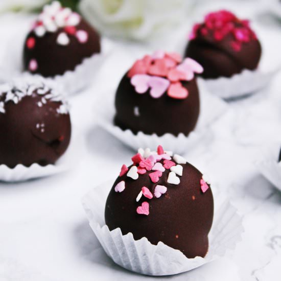 Raspberry Valentine's Truffles - Recipe photo by AlwaysHungryVegan