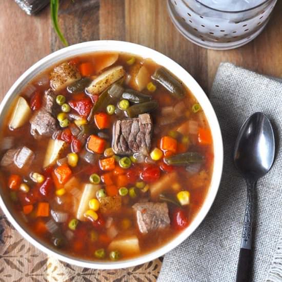 Old Fashioned Vegetable Beef Soup - Recipe photo by Mighty Mrs