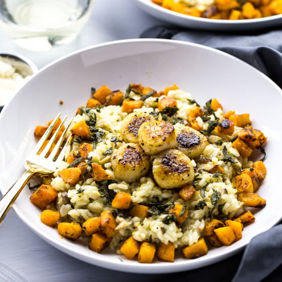 Seared Scallops & Butternut Risotto - Recipe photo by thegirlonbloor