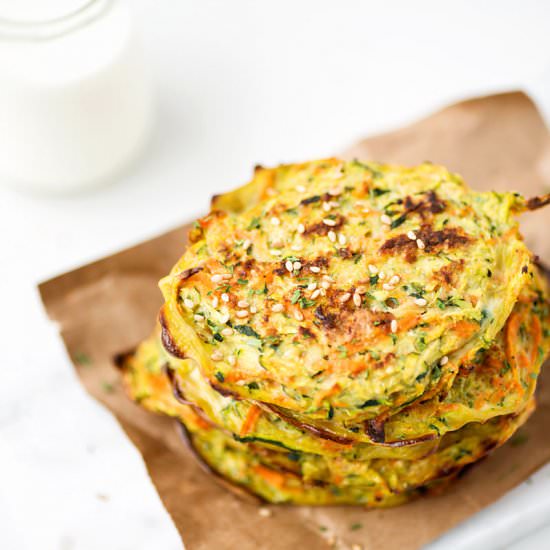 Baked Zucchini and Carrot Pancakes - Recipe photo by foodsmartmom