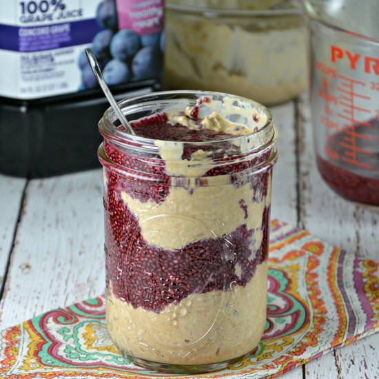 Peanut Butter & Jelly Overnight Oat - Recipe photo by amykatz