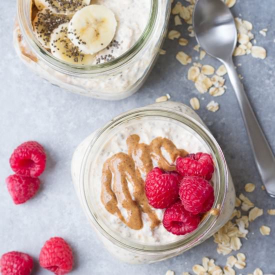 Chia Almond Butter Overnight Oats - Recipe photo by kristines kitchen