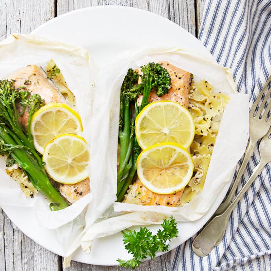 Parchment Rainbow Trout and Pasta - Recipe photo by seasonsandsuppers