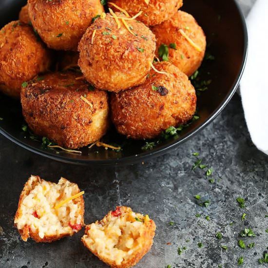 Pimento Cheese Arancini - Recipe photo by platingsandpairings