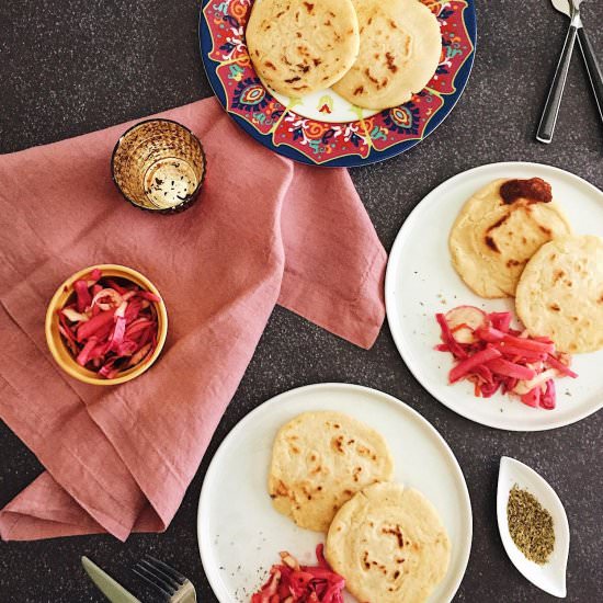 Cheese Pupusas with Pickled Cabbage - Recipe photo by ParsnipsandPastries