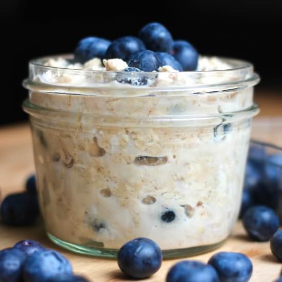 Nut Butter Blueberry Overnight Oats - Recipe photo by seeksatiation