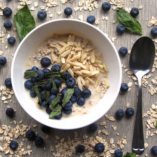 Blueberry Basil Overnight Oats - Recipe photo by abiteofinspiration