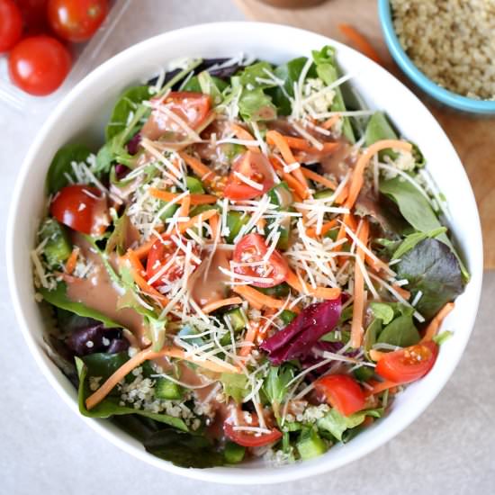 Quinoa Salad With Creamy Balsamic - Recipe photo by amotherthing