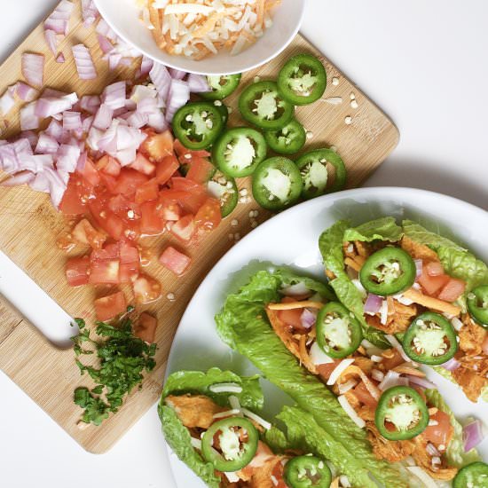 Buffalo Chicken Lettuce Tacos - Recipe photo by northsouthblonde