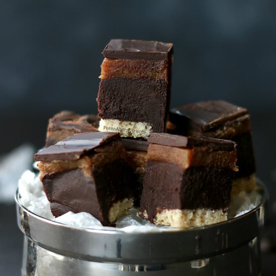 Healthy Twix Fudge Bars (No Bake) - Recipe photo by petiteallergytreats