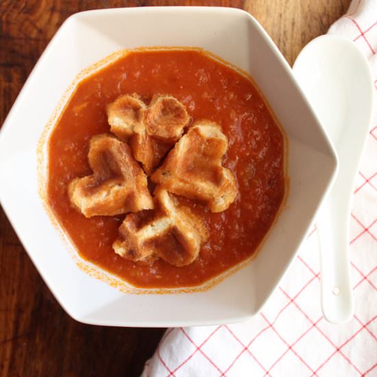 Tomato Soup and Cheese Waffles - Recipe photo by meandthemoose