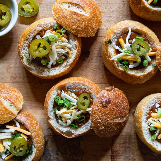 Mini Chili Bread Bowls - Recipe photo by realfoodbydad