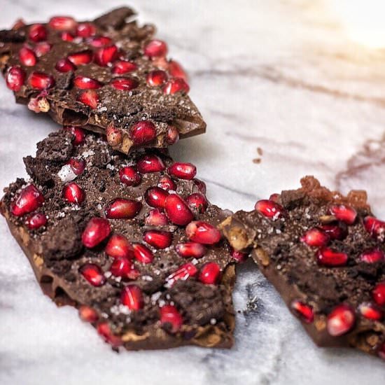 Dark Chocolate Pomegranate Bark - Recipe photo by KneadingHome