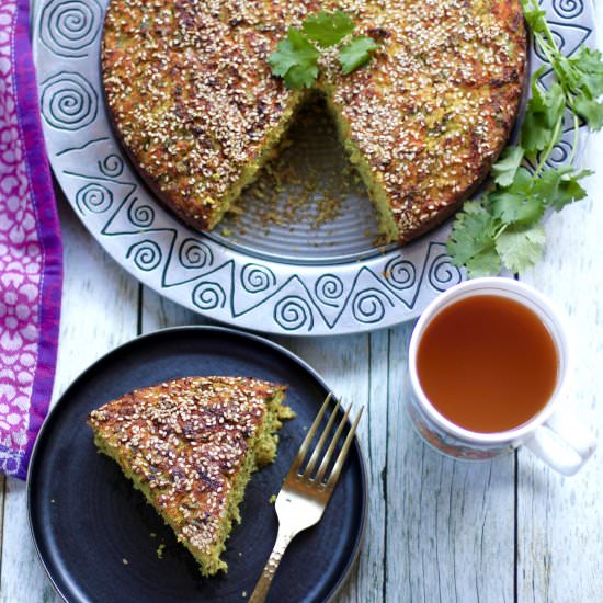 Handvo {Spicy Rice and lentils cake - Recipe photo by ministryofcurry