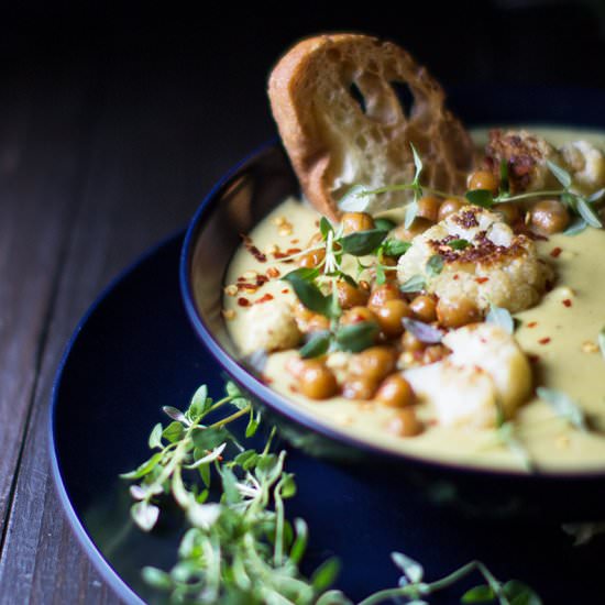 Cauliflower & Chickpea Potato Soup - Recipe photo by Stiers Aesthetic