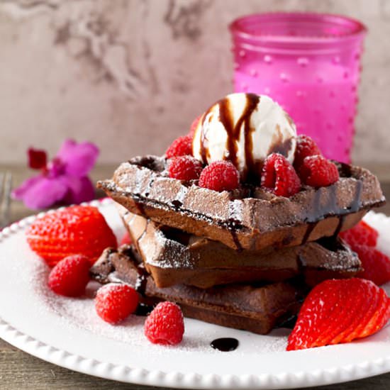 Double Chocolate Waffles a la Mode - Recipe photo by Lemon blossoms