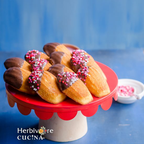 Chocolate Dipped Madeleines - Recipe photo by Herbivore Cucina