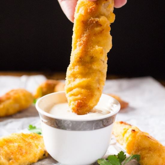 Crispy Baked Lemon Chicken Tenders - Recipe photo by ikneadtoeat