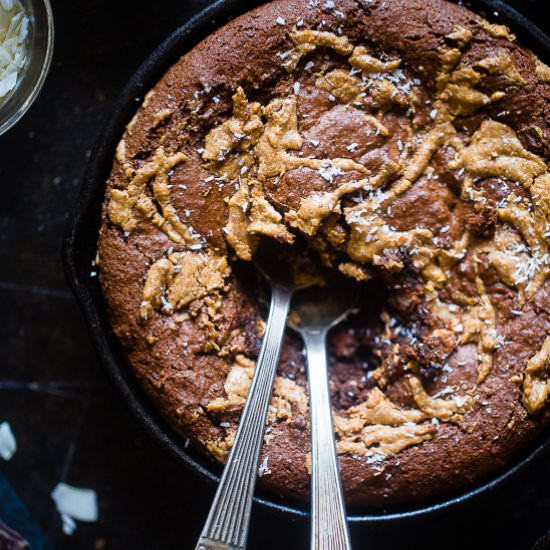 Paleo Almond Joy Skillet Brownie - Recipe photo by foodfaithfitness