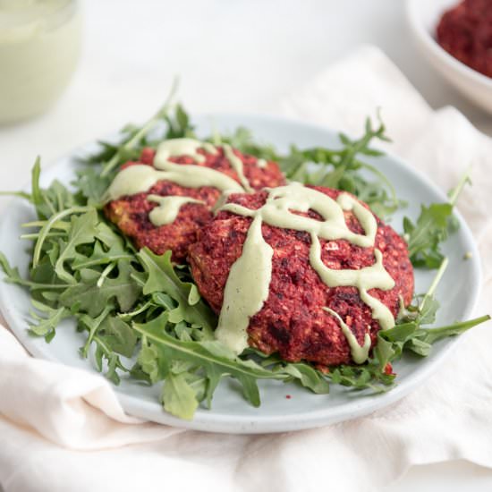 Beet Cakes with Mint Cashew Cream - Recipe photo by thrivingonpaleo