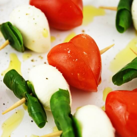 Valentine's Caprese Skewers - Recipe photo by Inside the rustic kitchen