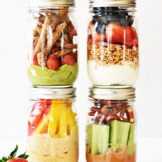 4 Healthy Grab-and-Go Snack Jars - Recipe photo by thebutterhalf