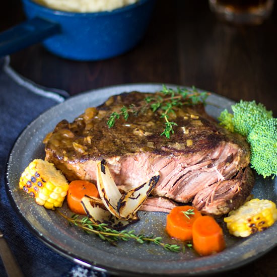 Slow Cooker Beer-braised Pot Roast - Recipe photo by allthatsjas