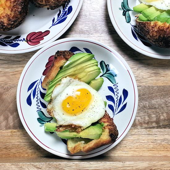 Cheddar Popover with Avocado & Egg - Recipe photo by agourmetfoodblog