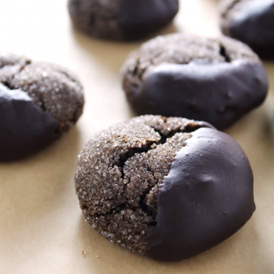 Chocolate Dipped Soft Ginger Cookie - Recipe photo by AimeeMarsLiving