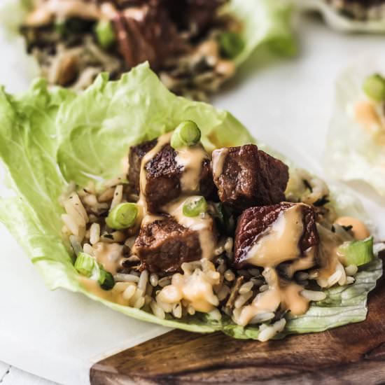 Hibachi Steak Lettuce Wraps - Recipe photo by blackberrybabe