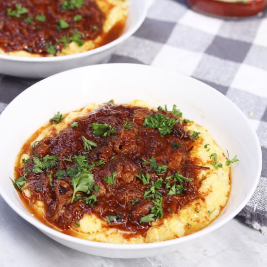 Braised Beef Ragu with Polenta - Recipe photo by evseats
